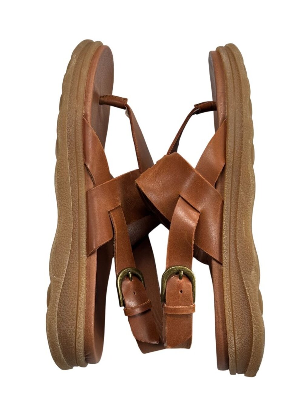 Earth Luciana Women’s Leather Brown Sandals Size 8M Casual Flat Toe Loop Comfy F - Picture 7 of 9
